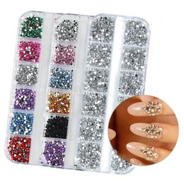 3000Pcs a Box Nail Art Flat Back Crystal 15mm 20mm Diamonds Strass Manicure Tip 3D Decoration 240418