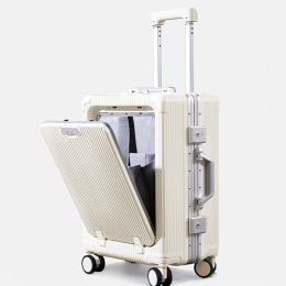 Luggage Suitcase Front Opening Luggage Bag 20/24 inch USB Multifunction Travel Bag Suitcases on Wheels Cabin Carrier Trolley Suitcases