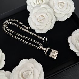 Luxury Gold-Plated Necklace Brand Designer New Parcel shaped Long Chain Pendant Necklace High-Quality Small Diamond Inlaid Necklace With Box Exquisite Gift