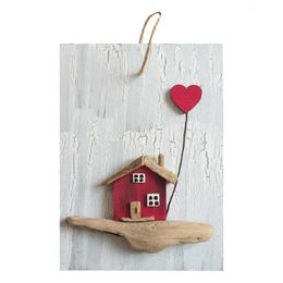 Driftwood Wooden House Ornament For Wall Craft Living Room Bedroom Decoration Mother's Day Gift For Mom Grandma Wife Lover 240403