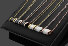 classic titanium steel Black and white ceramic Pendant Necklaces for women men 18K gold plated love chain necklace fashion accesso7670653