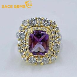 Cluster Rings SACE GEMS 925 Sterling Silver Resizable 8 10MM Natual Amethyst For Women Engagement Cocktail Party Fine Jewellery