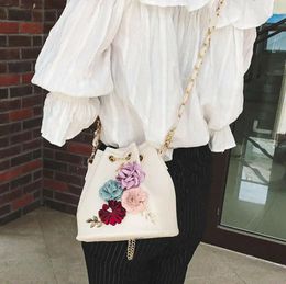 Drawstring Women Leather Handbag Shoulder Lady Cross Body Bag Tote Messenger Satchel Purse Ladies Floral