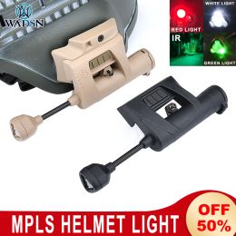 Scopes WADSN Tactical Helmet Light Charge Mpls 4 Modes Red Green IR Laser Lamp Energy Saving Hunting Military FAST Helmet Flashlight