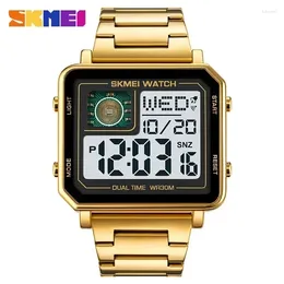 Wristwatches 2024 Fashion Wristwatch Men's Watches Stainless Steel Digital Watch Waterproof LED Luminous Leisure Square Clock Rectangle