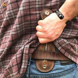 Wallets Genuine Leather Coin Purse Men Boston Racket Sap Jacksap Vintage Cowhide Self Defense Multi Function EDC Wallet Waist Money Bag