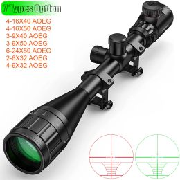 Scopes 39x40 624x50 Aoeg Optics Hunting Riflescope Rifle Scope Red/green Illuminated Crosshair Gun Sight for 20mm/11mm Picatinny Rail