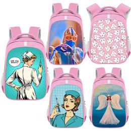 Heads Cartoon Tooth Fairy / Toothbrush Backpack for Teenager Boys Girls School Bags Thank You Doctor & Nurse Backpack Bookbag