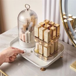 Storage Boxes Convenient Makeup Brush Cylinder With Rotating Feature