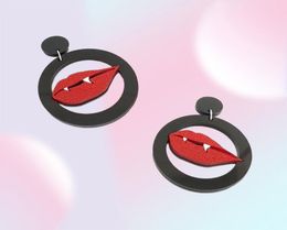 KUGUYS Fashion Jewellery HipHop Round Large Dangle Earrings for Womens Brincos Acrylic Red Lip Drop Earring Hyperbole Vampire Earrin7340018