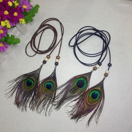 Hair Clips Boho Headband Extra Long Peacock Feather Accessory