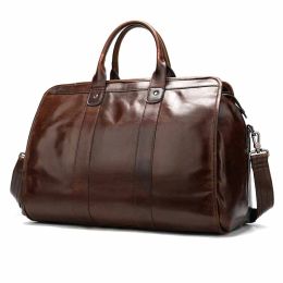 Bags Luufan Fashion Genuine Leather Travel Bag Man Women Weekend Travel Tote Cowskin Duffle Bag Hand Luggage Male Large Handbags Red