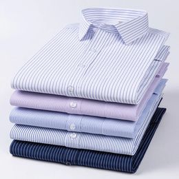 Mens Formal Shirt Long Sleeve S~8XL Oversized Office Solid Color Striped Anti-wrinkle Non-ironing Fashion Business White Shirts 240407