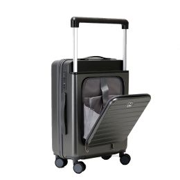 Carry-Ons Luggage New front open drawbar case 20/22/24/26 "durable travel bag Carryon luggage suitcase Large capacity luggage