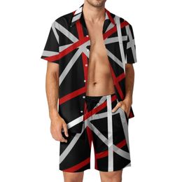 Van Halen Shirt Sets 3D Printed Men Casual Fashion Short Sleeves Shirts Oversized Beach Shorts Hawaiian Streetwear Suits Clothes 240416