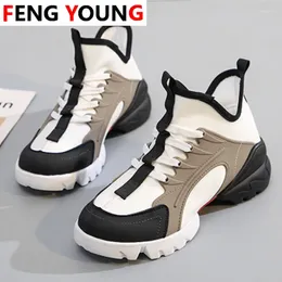 Fitness Shoes 2024 Women Designers High Top Woman Casual Fashion Female Leather Wedge Chunky Sneakers PlatformRunning Sports Trainers