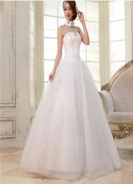 50 off Cheap Actual Image Elegant Ball Gown Strapless Floor Length Halter Beading Tulle Wedding Dress Gownthe same as picture07103235