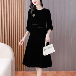 Casual Dresses Autumn Winter Black Gradient Velvet Long Dress Women Korean Chic Bodycon Bandage 2024 Elegant Luxury Party Evening