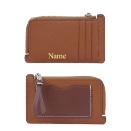 Wallets Custom Genuine Leather Women ID Card Holder Fashion Candy Colour Thick Zipper Card Wallet Business Bank Credit Card Bag Gift