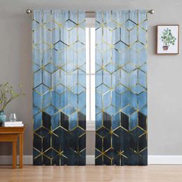 Curtain Geometric Abstract Art Sheer Tulle Curtains For Living Room Valance Kitchen Bedroom Window Voile Drapery