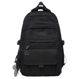 Backpacks Personalit nylon Backpack for Student Solid Color School Bag Teenager Large Capacity Travel Rucksack High Quality Canvas Bookbag