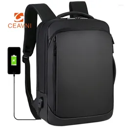 Backpack CEAVNI 2024 Simple Male Student Schoolbag Business Computer Shoulder Bag USB Large Capacity Waterproof Multifunctional