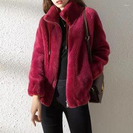 Women's Down Fluffy Faux Fur Coat Parka Femme Winter Warm Coats Zipper Long Sleeve Jackets For Women 2024 Korean Parkas Green Red Fashion