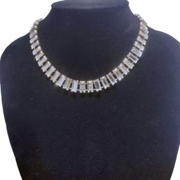 Nuova moda 5*10vvs collana di baguette moissanite 5a baguette cristallo zirconia cubica hiphop roccia roccia fresca da donna collane di girocollo