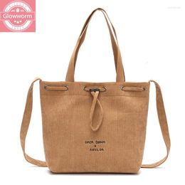 Bag Women Fashion Corduroy Shoulder Bags Female Canvas Cloth Tote Handbag Embroidery Hasp Ladies Corssbody Brown Black Pink