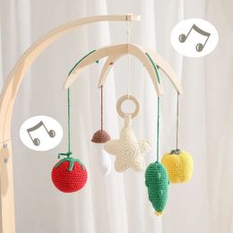 Baby Rattles Crib Mobiles Toys 0-12 Months Musical Box born Bed Bell Crochet Fruit Teether Star Hand Ring Set Gift 240418