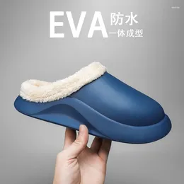 Slippers High Quality Winter Men's Solid Eva Shoes For Men Thick Bottom Cotton Sandals Male Plush Indoor Outdoor Slide Slipper