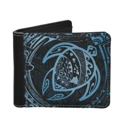 Wallets Nopersonality Men's Wallets Money Bag Polynesian Hawaiian Turtle Printed Short Folding PU Leather Wallet Card Holders Purse