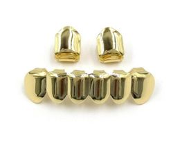 Hip Hop Gold Plated Mouth Grillz Set 2pcs Single Top 6 Teeth Bottom Grill Set Whole310972742521227624