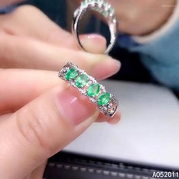 Cluster Rings KJJEAXCMY Fine Jewelry Natural Emerald 925 Sterling Silver Luxury Girl Adjustable Gemstone Ring Gift Birthday Party Wedding