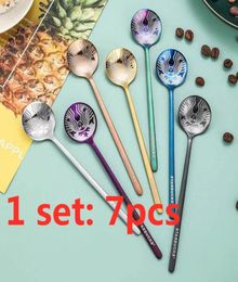 7pcs per Set Stainless Steel Coffee Milk Spoons Small Round Dessert Mixing Fruit Spoon Factory Supply7006763