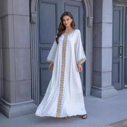 Ethnic Clothing Muslim Women's Wear Gilding Simple Buttons Lace Robe Slim-Fit Elegant Arabic Dubai Gown Abaya Femme Sets Dresses