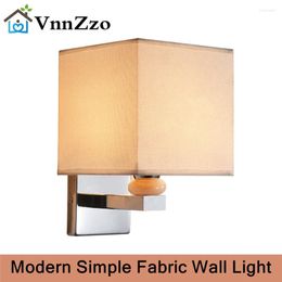 Wall Lamp VnnZzo Modern Minimalist Fabric Indoor Lighting Led El Room Bedroom Bathroom American Bedside