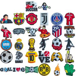 Shoe Parts Accessories New Arrival Wholesale Pvc Custom Clog Football Soccer Sports Team Logo Charms Drop Delivery Otipn