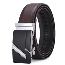 Belts 2024 Mens Automatic Buckle High Quality Genuine Leather For Men Black Business Work Classic Simple Strap Gift