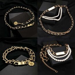 Fashion Women Designer Chain Belts S Brands Golden Pearl Diamonds Letters Waist Chains for Womens Ladies Party Dress Gifts s s