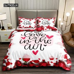 Bedding Sets Romantic Duvet Cover Set Red Rose Printed Adult Teen Comforter Blossom Flower Theme Twin Polyester Quilt