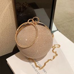 Bags Ring Handle Rhinestones Evening Clutch Bag Gold Shiny Handbag And Purse Mini Small Baskball Crossbody Shoulder Bag For Ladies