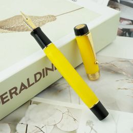 Pens Jinhao 100 Centennial Yellow Resin Fountain Pen Golden Clip EF/F/M/Bent Nib Ink Pen with Converter for Business Office Writing