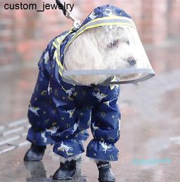 Dog Apparel Small Raincoats Can Be Removable Waterproof Reflective Hooded Polyester Printing Clothes Home Pet Products
