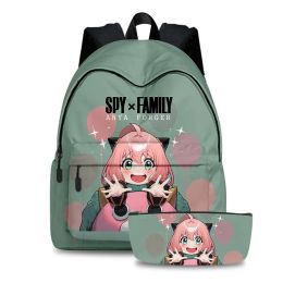 Backpacks 2pcs/set Spy X Family Anya Forger Girls Backpack Japan Anime Cartoon Kawaii Boys Schoolbag Teens Kids Oxford Waterproof Backpack