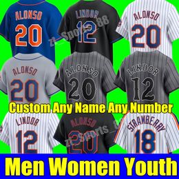 Özel S-4XL 2024 City Connect Beyzbol Jersey Pete Alonso Francisco Lindor Edwin Diaz Max Scherzer Starling Marte Mets Çilek Keith Hernandez Erkek Kadın Gençlik