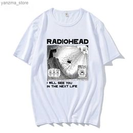 Women's T-Shirt Summer New Plus Size Tshirt for CouplesHot Radiohead T Shirt Rock Band Vintage Music Fans Men Women Ts Short Slve Clothing Y240420E1VF