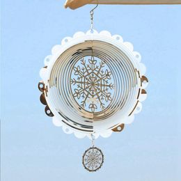 Decorative Figurines Hanging Wind Spinner Outdoor Decor Reflective Snowflake Christmas Ornaments For Garden Courtyards