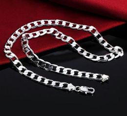 1624inches silver Jewellery Silver plated pretty cute fashion 6MM cuban necklaces men style necklace Mark 9251135921