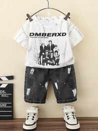 Clothing Sets Kids Trend Brand Fashion Summer Casual Shorts Sleeve 2pcs T-shirts Pants Suits 2-11 Years Boys Girls Streetwear Children